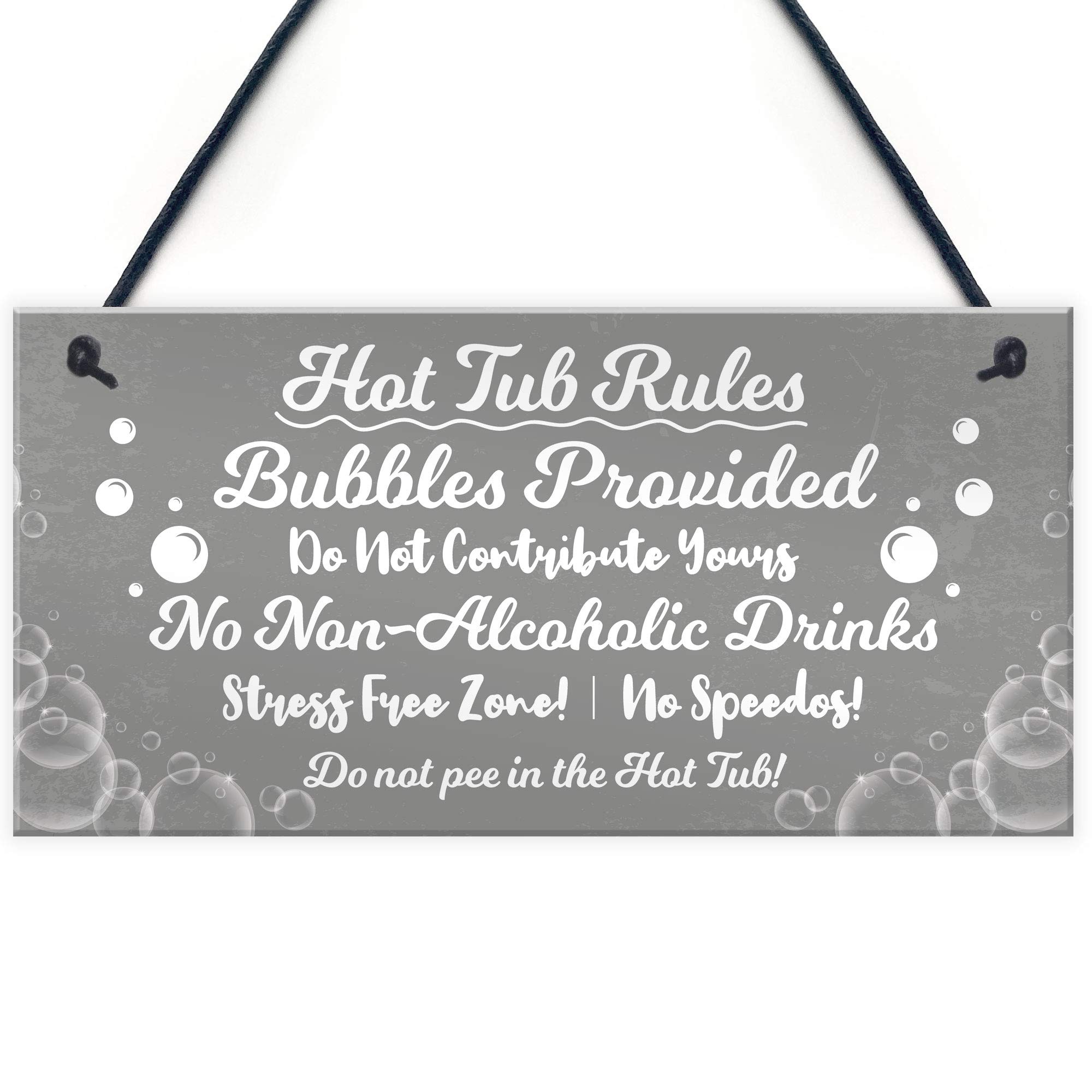 Red Ocean Grey Hot Tub Rules Hanging Novelty Garden Plaque Shed Party Pool Funny Gift Sign