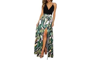 Newshows Women Summer 2025 Maxi Dress Vacation Floral Spaghetti Strap Spring Casual Boho Split Beach Long Flowy Sundress