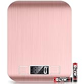 Mik-Nana Food Scale Pink, 10kg/22lb Digital Kitchen Scale Weight Grams and Oz for Baking and Cooking, 1g/0.1oz Precise Graduation, Easy Clean Stainless Steel