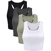 4 Pieces Basic Crop Tank Tops Sleeveless Racerback Crop Cami Top for Women