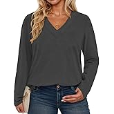VISLILY Plus-Size-Tops for Women Trendy V Neck T Shirts Casual Long Sleeve Dressy Cute Blouses Loose Fit Tunics Tees XL-5XL