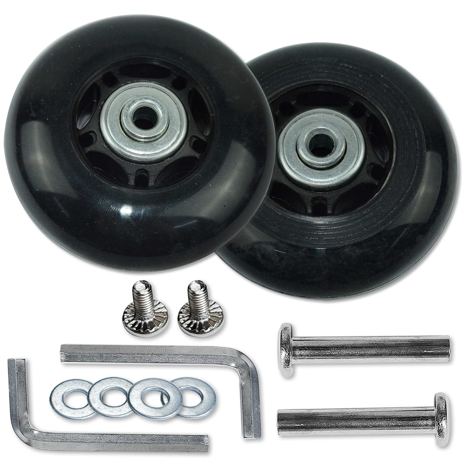 Pair Luggage Suitcase Replacement Wheels OD 70 Axles 35 Repair Set for Luggage Suitcase (70mm x 23mm x 6mm)