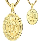 LOOVE Saint Necklace for Men Sterling Silver St Michael St Christopher St Anthony St Jude Virgin Mary Necklace for Women Catholic Religious Jewelry Gift