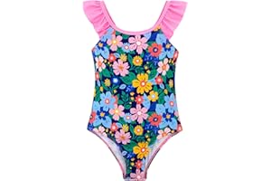 DAXIANG Girls Ruffles One Piece Swimsuits Quick Dry Beach Sport Swimwear Toddler Kids Mermaid Unicorn Bathing Suit 4-10 Years