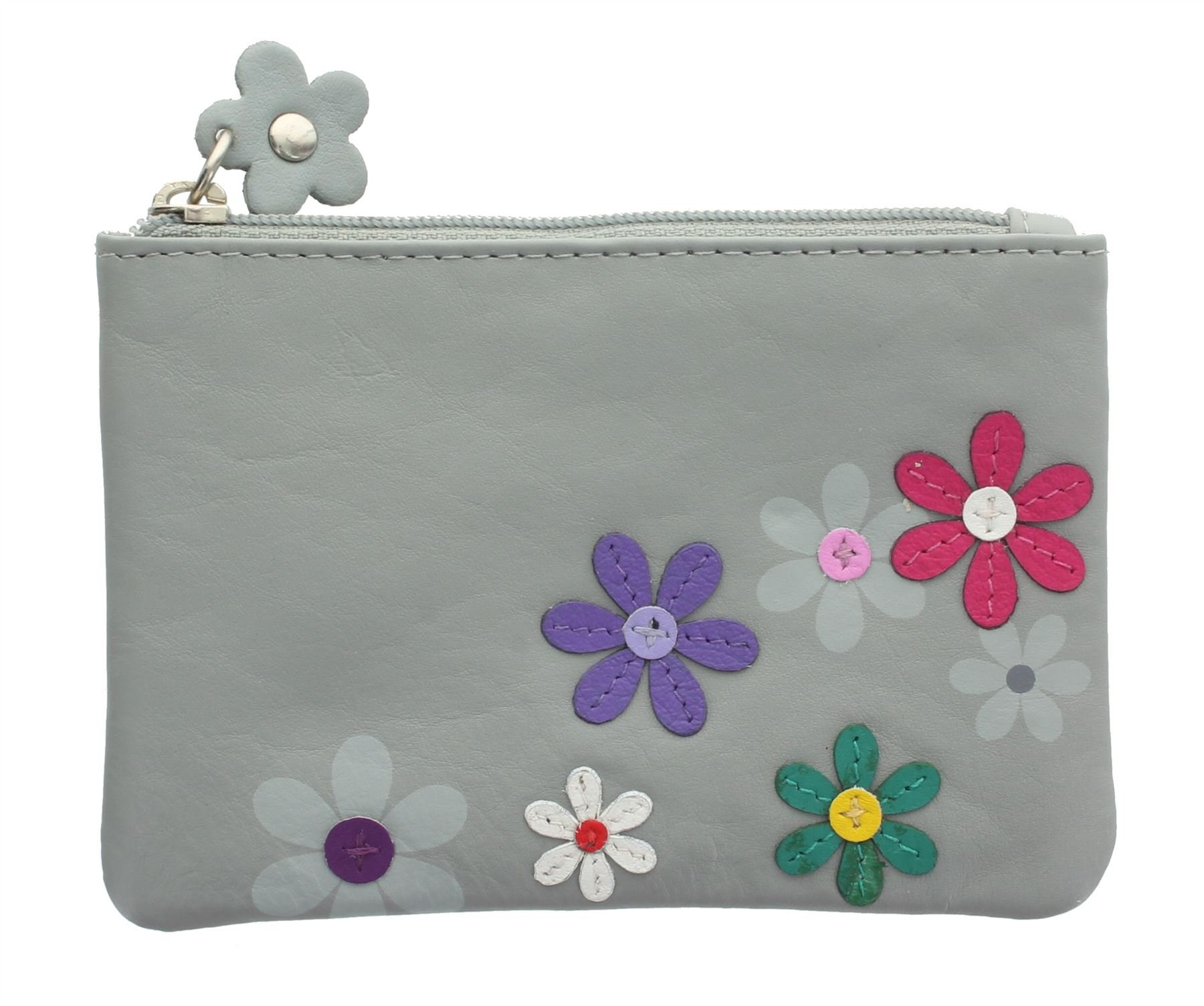 Mala Leather CARA Collection Coin Purse with Keyring 4108_73 Grey