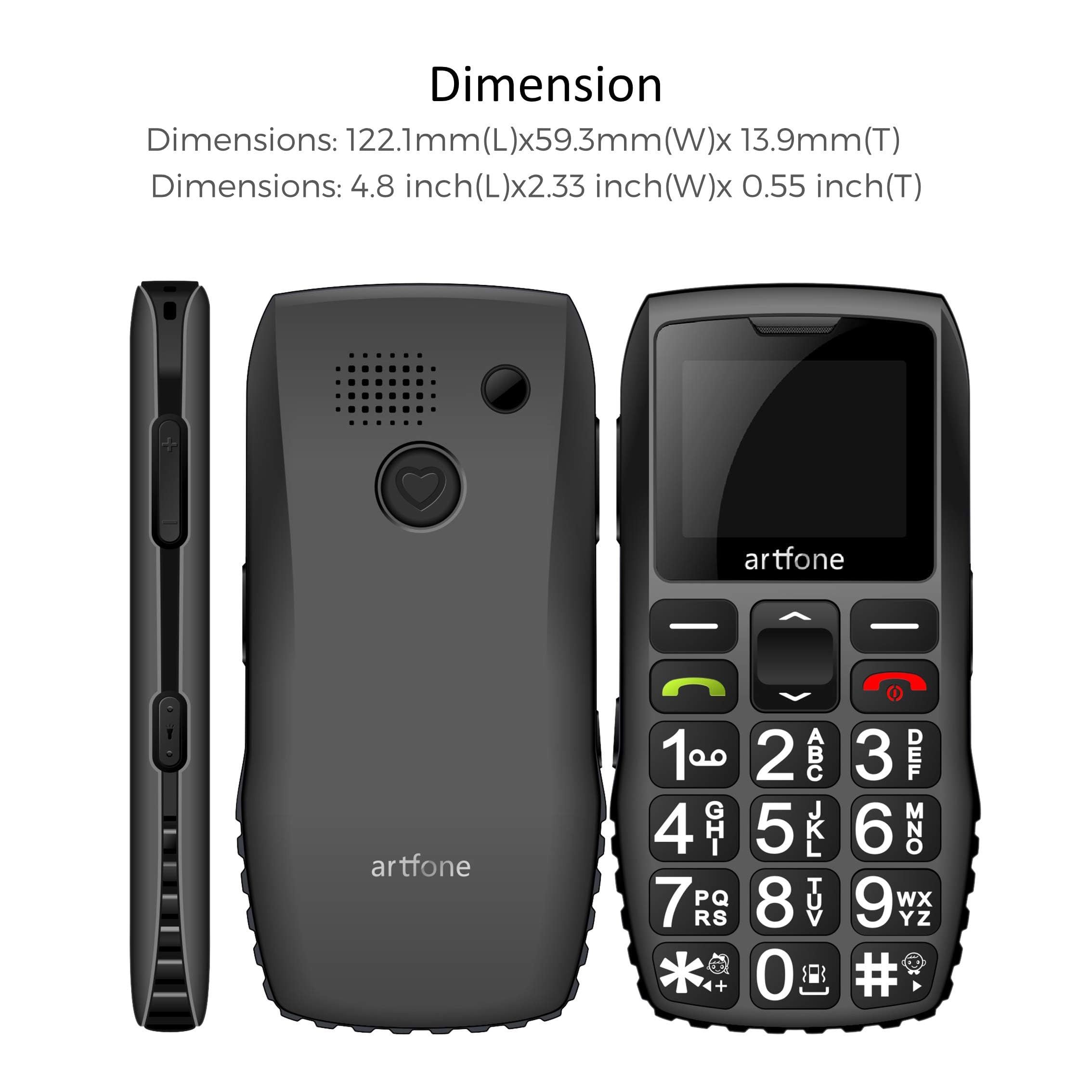 artfone C1+ Seniorenhandy ohne Vertrag | Nano SIM mit Notruftaste | Lange Standby-Zeit | Großtastenhandy mit Ladestation | Mobile Rentner Handy | 1800 mAh Akku 2