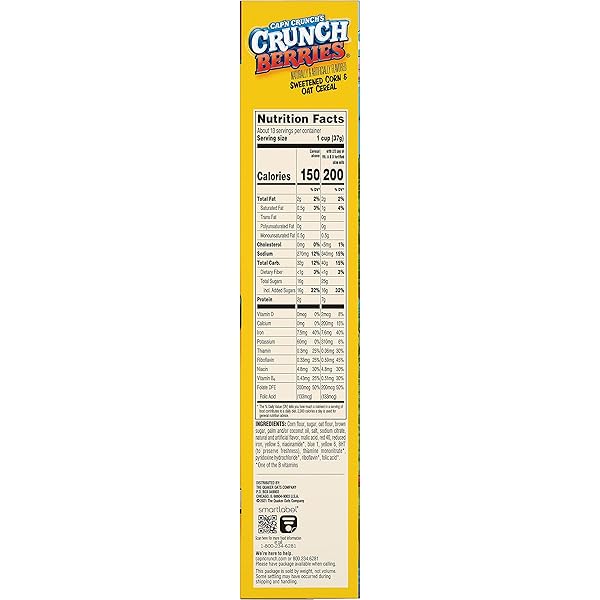 CAP’N CRUNCH CEREAL, CRUNCH BERRIES, 16.8OZ BOX