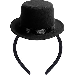 Hiwtonk Mini Top Hat Headband Black Felt Magician Hat Costume Accessory | Classic black felt mini top hat on headband for Hal
