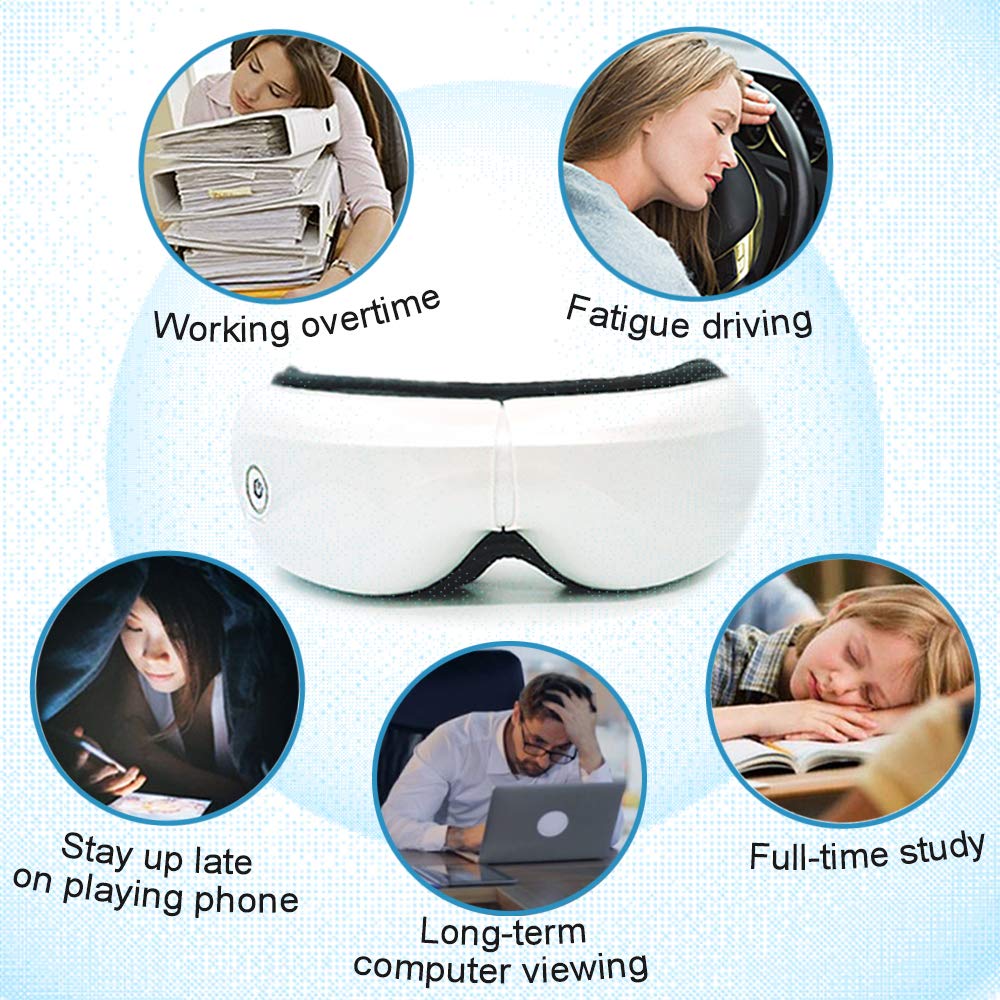 Eye Massager with Heat and Air Pressure, Vibration, Music for Eye Relief, Foldable Temple Massager for Dry Eye, Eyes Stress
