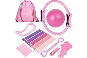 Home Pilates Essentials Kit for Women, Equipment Set with 9 Inch Yoga Ball,Figure 8 Resistance Band,Pilates Bands & Accessori