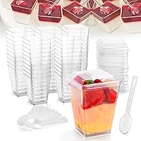 WEST STORY 50 Packs 5oz Clear Dessert Cups with Lids and Spoons, Single Serving Parfait Cups with Lids for Party Appertizer,