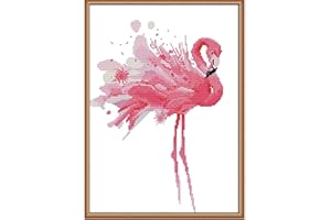 Bilrost Cross Stitch Kits for Beginners Cross Stitch Needlepoint Kits for Adults Stamped Cross Stitch Kits for Adults DIY 14CT Embroidery Patterns Stitches Kit-Fantasy Flamingo 13.39x17.32 inch