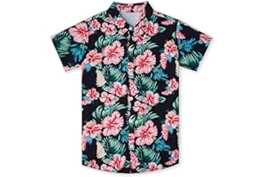 Enlifety Boys Girls Hawaii Shirt Cool Summer Casual Blouse Short Sleeve Button Down Tops Size 2-10T