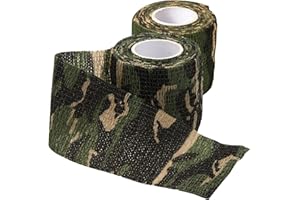 Camouflage Tapes 2PCS 14.8ft Long self-Adhesive Camo Wrap Elastic Camo Duct Tape Cuttable Reusable Form Tape for Outdoor Spor