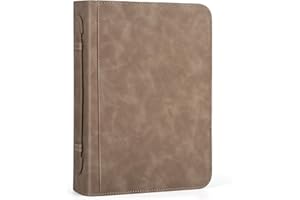 ARKEILIY Bible Cover with Handle, Vintage PU Leather Bible Case, Minimalist Water Resistant Bible Cover, Protective Bible Holder Bible Accessories Organizer Brown