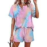 WIHOLL Two Piece Outfits for Women Lounge Sets Button Down Top and Shorts Set Sweatsuits with Pockets