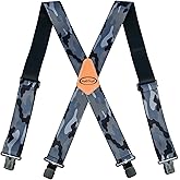 MELOTOUGH Men's Suspenders Fully Elastic 2 inch Wide X back Heavy Duty Work Suspenders