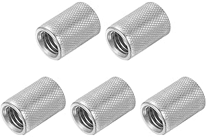 PATIKIL M10 Round Connector Nuts, 5 Pcs 0.55" OD x 0.79" H 304 Stainless Steel Round Knurled Thumb Coupling Nut Sleeve Threaded Rod Bar Stud Tube Hardware Fastener for Camera Lamp Bracket