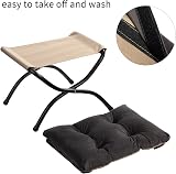 HollyHOME Foot Stool Foldable Velvet Ottoman with Metal Legs Dark Gray view 4