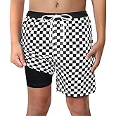 LUCOWEE Boys Swim Trunks with Compression Liner Comfortable Anti-Chafe Swimming Shorts Stretchy UPF Quick Dry Size 3T-20