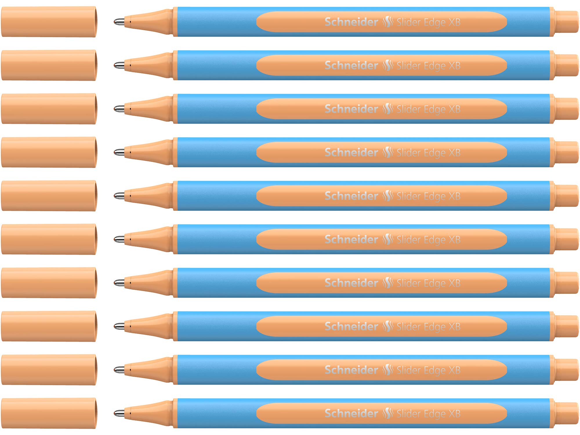 Schneider Slider Edge Pastel XB Ballpoint Pen (Triangular Pens with XB) Pack of 10 Peach