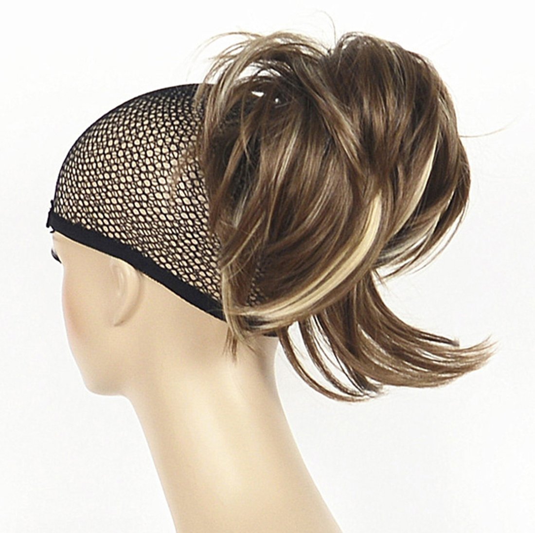 Lydell Adjustable Messy Style Ponytail Hair Extension Synthetic Hair-Piece with Jaw Claw Amzing Shape For You (12TT26 Brown Highlighted)