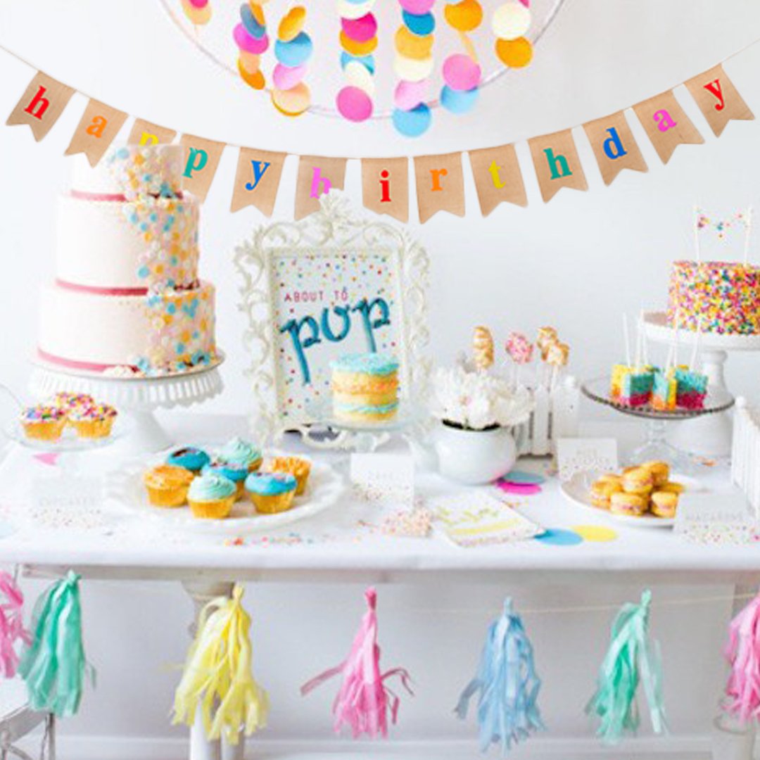 Party Maker Hessian Burlap Happy Birthday Banner Amazon In