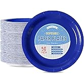 Tyzarglef Disposable Paper Plates Royal blue, 50 Count 9” Dinner Plates Bulk for Party Supplies, Colored and Sturdy Party Plates for Birthday, Halloween, Baby shower, Bridal party supplies