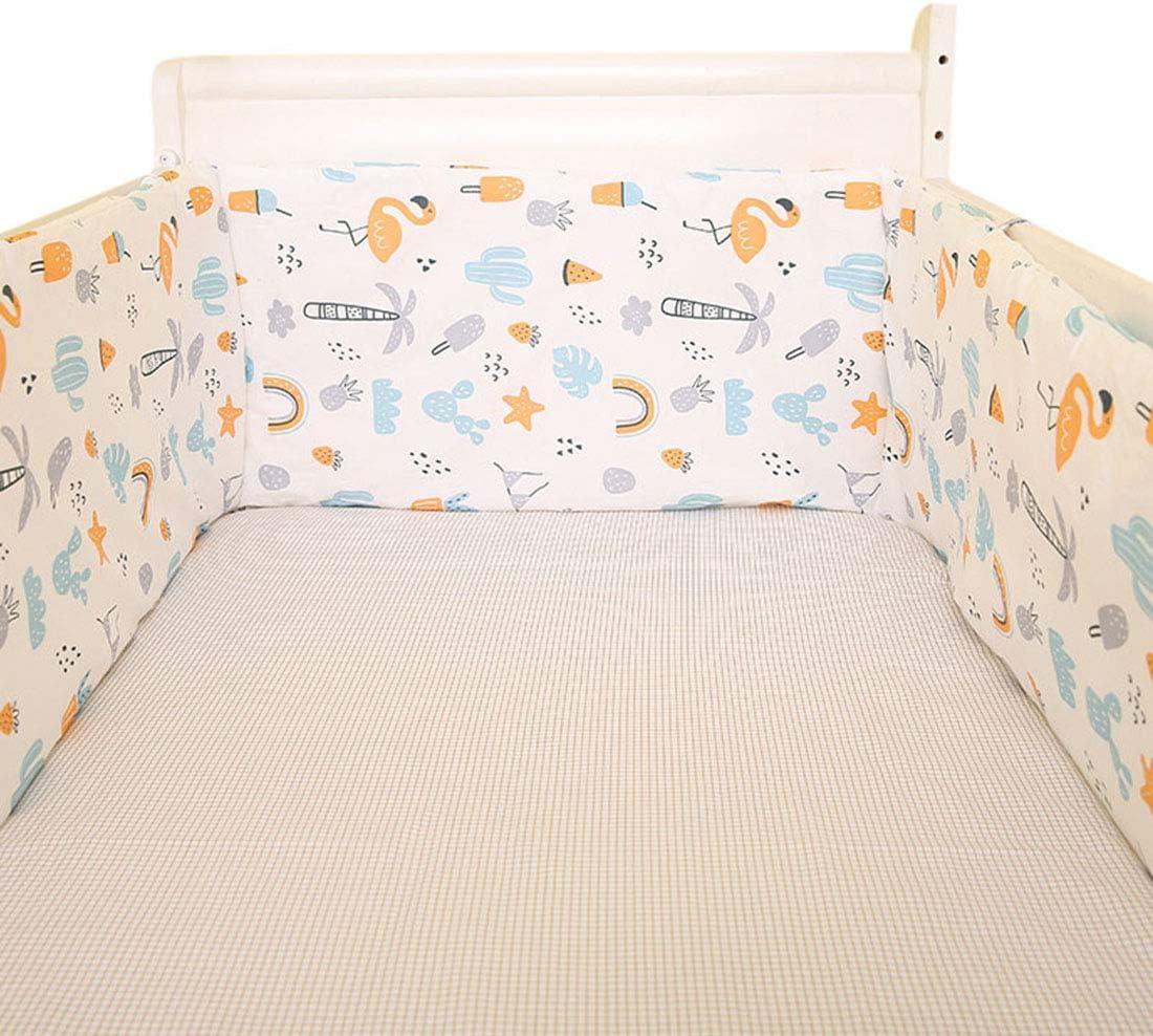 Enerhu Crib Liner Padded Baby Breathable Cotton Cot Bumper Pads All-Around Protection for Nursery Bed #1 71x12 inch
