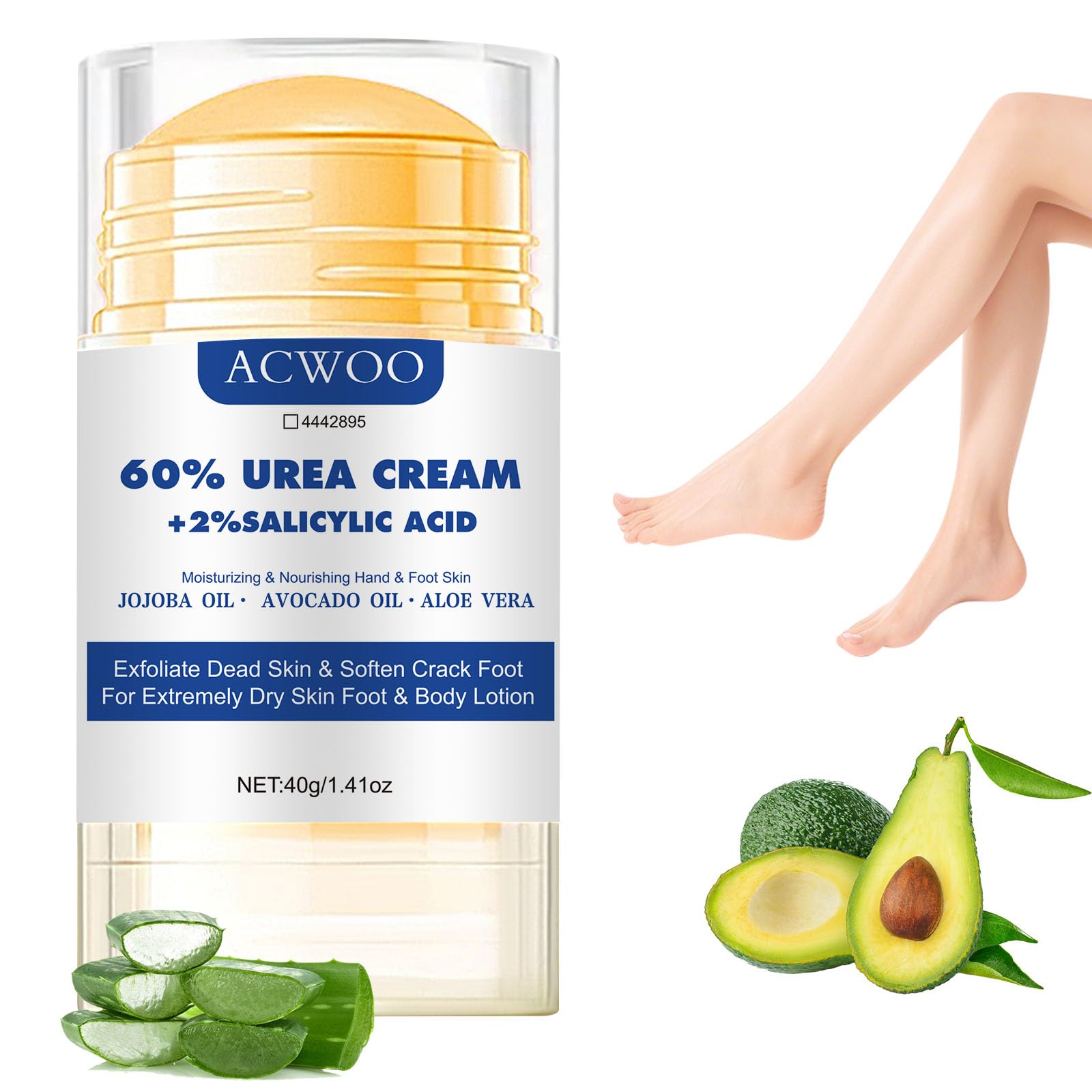 ACWOO Urea Foot Cream 60 Percent Plus 2% Salicylic Acid, Urea Cream for Feet, Foot Nourishing Cream for Cracked Heels and Dry Skin Deep Moisturizing, Cracked Heel Repair Cream, Foot Moisturiser