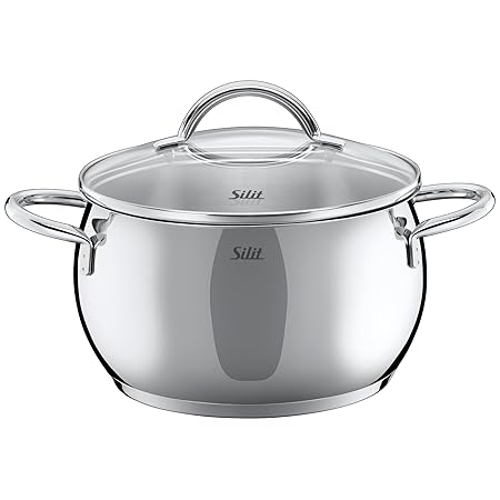 Silit Kochtopf hoch Ø 20 cm ca. 4,1l Nobile Schüttrand Glasdeckel Edelstahl poliert induktionsgeeignet spülmaschinengeeignet