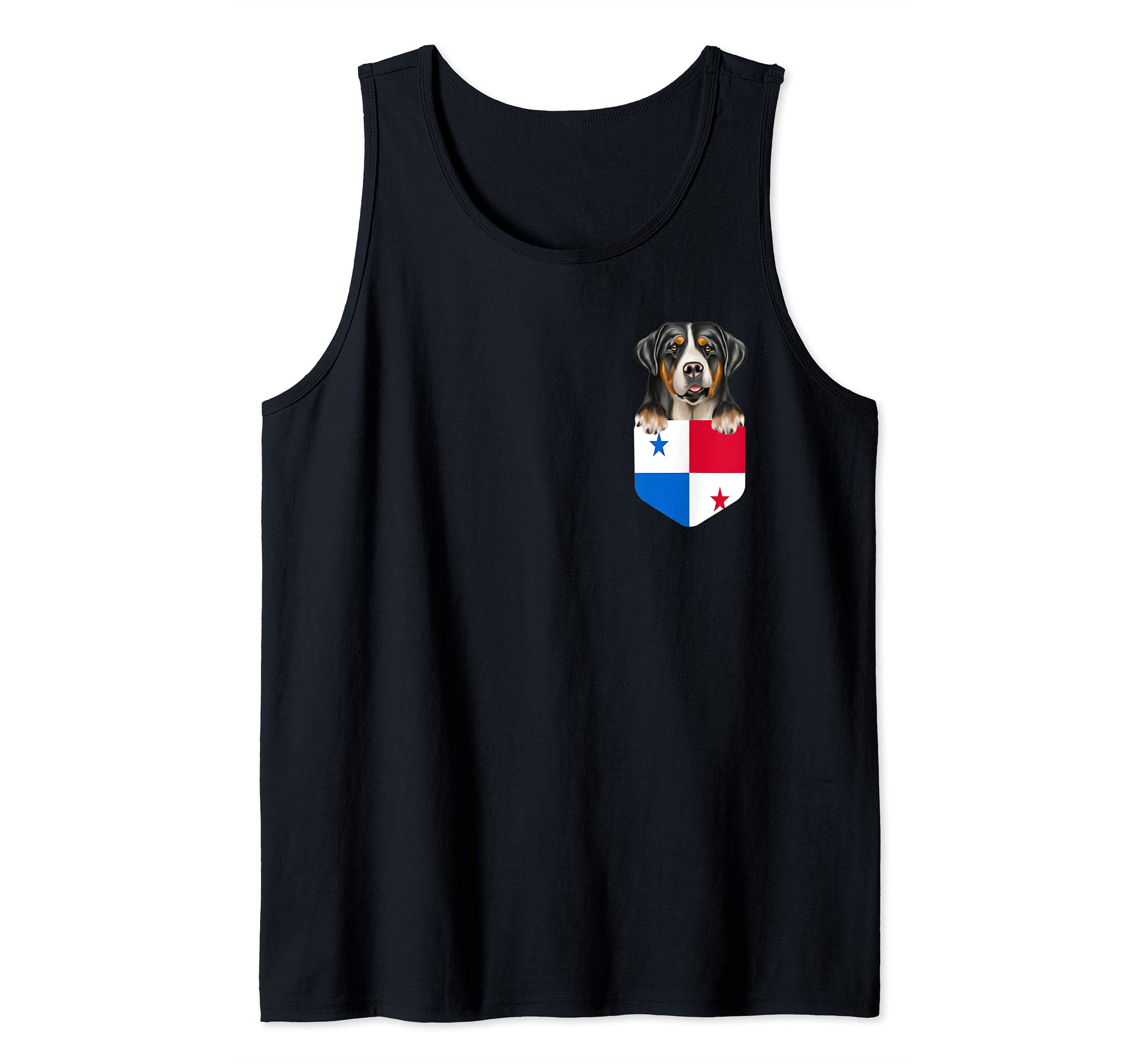 Panama Flag Greater Swiss Mountain Dog Dog In Pocket Tank Top