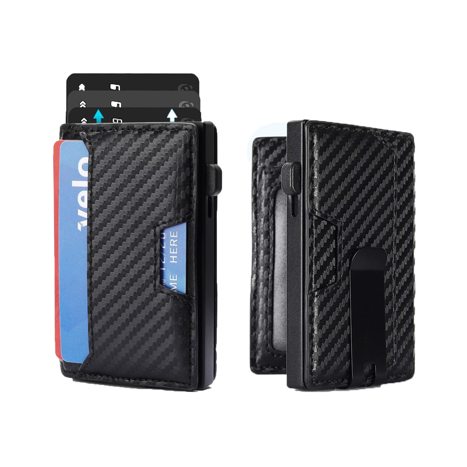 Photo 1 of MACADAM Wallet for Men Slim Compact RFID Blocking Pop Up Card Case Retro Woven Design Large Capacity Anti-Theft Metal Wallet Gifts for Men