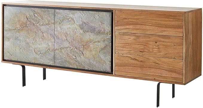 DELIFE Sideboard Juwelo Akazie Natur mit Steinfurnier: Amazon.de: Küche