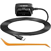 CERRXIAN OBD Power Cable for Dash Camera OBD2 to Type C Adapter Hardwire Charger Cable 24 Hours Surveillance/Acc Mode with Lo