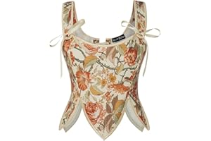 Scarlet Darkness Renaissance Corset Tops for Women Floral Lace Up Boned Bustier with Zip