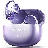 King Lucky Next-gen Clip on Earbuds Open Ear Wireless Bluetooth 6.0 Headphones with Mic,50H Play,ENC,IPX5 Waterproof,Sports Ear Buds,Comfortable for Small Ears&Fitness,Running (Purple)