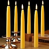 6 Pack Beeswax Taper Candles 8inch Smokeless Beeswax Emergency Candle 8 Hour Burn Time Natural Beeswax Candlesticks Unscented Bees Wax Candle for Home Prayer