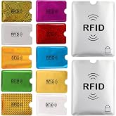 Aigee 28 RFID Blocking Sleeves (24 Credit Card Protector Holders in 12 colors &amp; 4 Passport Protectors), Identity Theft Protection Secure Sleeve for Credit Cards, Debit Card, 2pcs Clear Plastic Sleeve