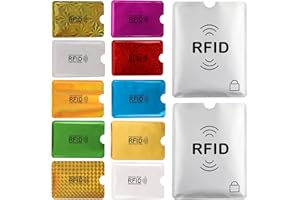 Aigee 28 RFID Blocking Sleeves (24 Credit Card Protector Holders in 12 colors & 4 Passport Protectors), Identity Theft Protection Secure Sleeve for Credit Cards, Debit Card, 2pcs Clear Plastic Sleeve