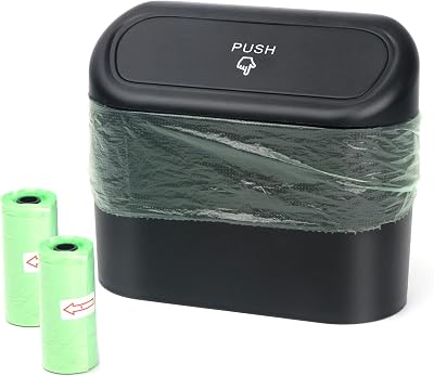 Einesin Car Trash Can Mini Organizer Bin with Lid 1.4L 40 Bags