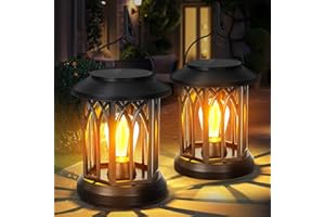 BOMIER Hanging Solar Lanterns Outdoor Waterproof - 2 Pack Solar Lantern Decorative, Hanging Solar Lights for Outside, Outdoor Solar Powered Lantern with Handle & Clip for Patio Yard Decor