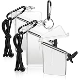 BESARME 3-Pack Waterproof ID Badge Holder, Clear Vertical with Lanyard | PC hard case, O-ring seal, includes carabiner and keychain, fits ID cards, badges, cash for beach and boating