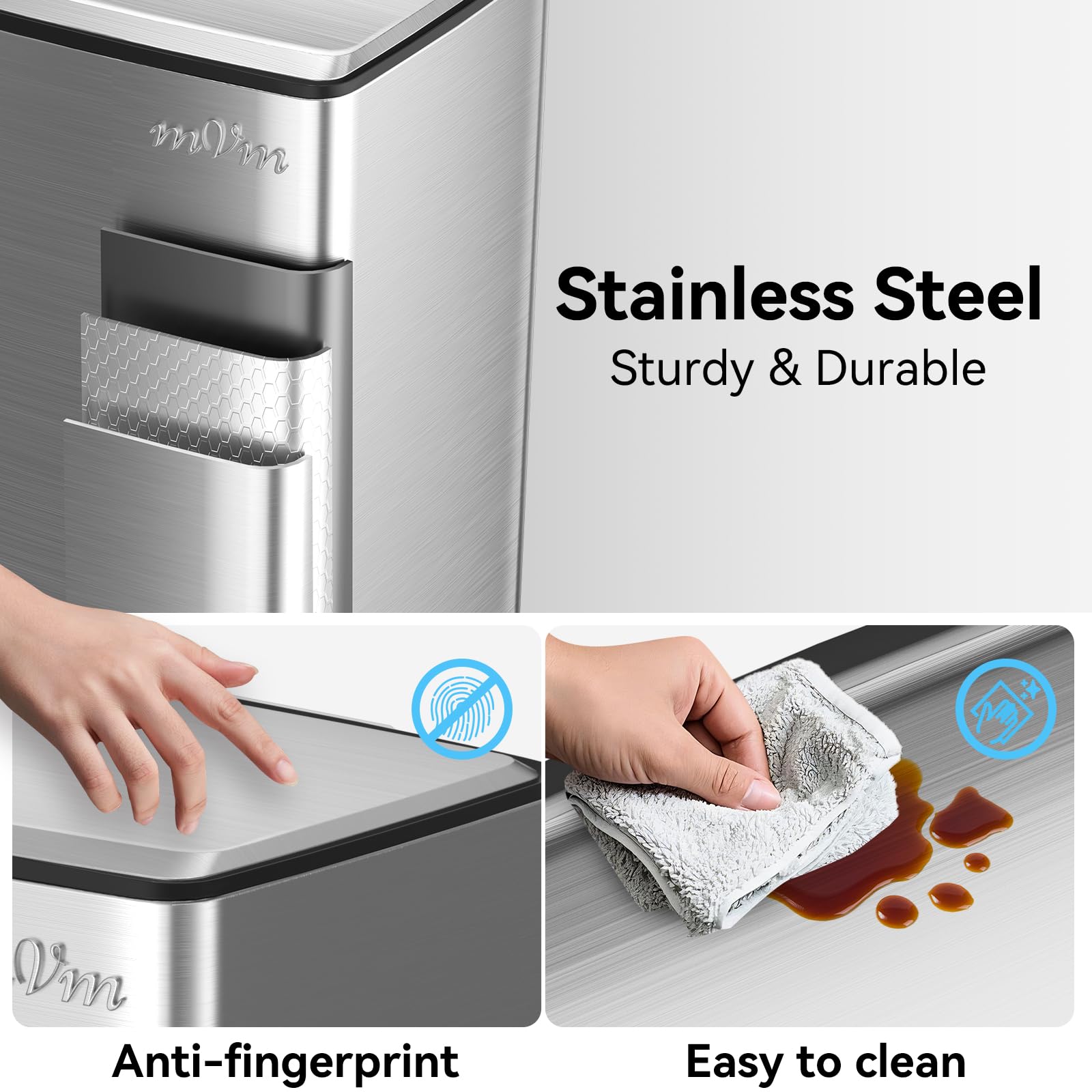 mVm 10.6 Gallon Kitchen Step Trash Can, Soft-Close and Foldable Foot Pedal Heavy Duty Bin for Offices Dorms Home Rooms (Gray)