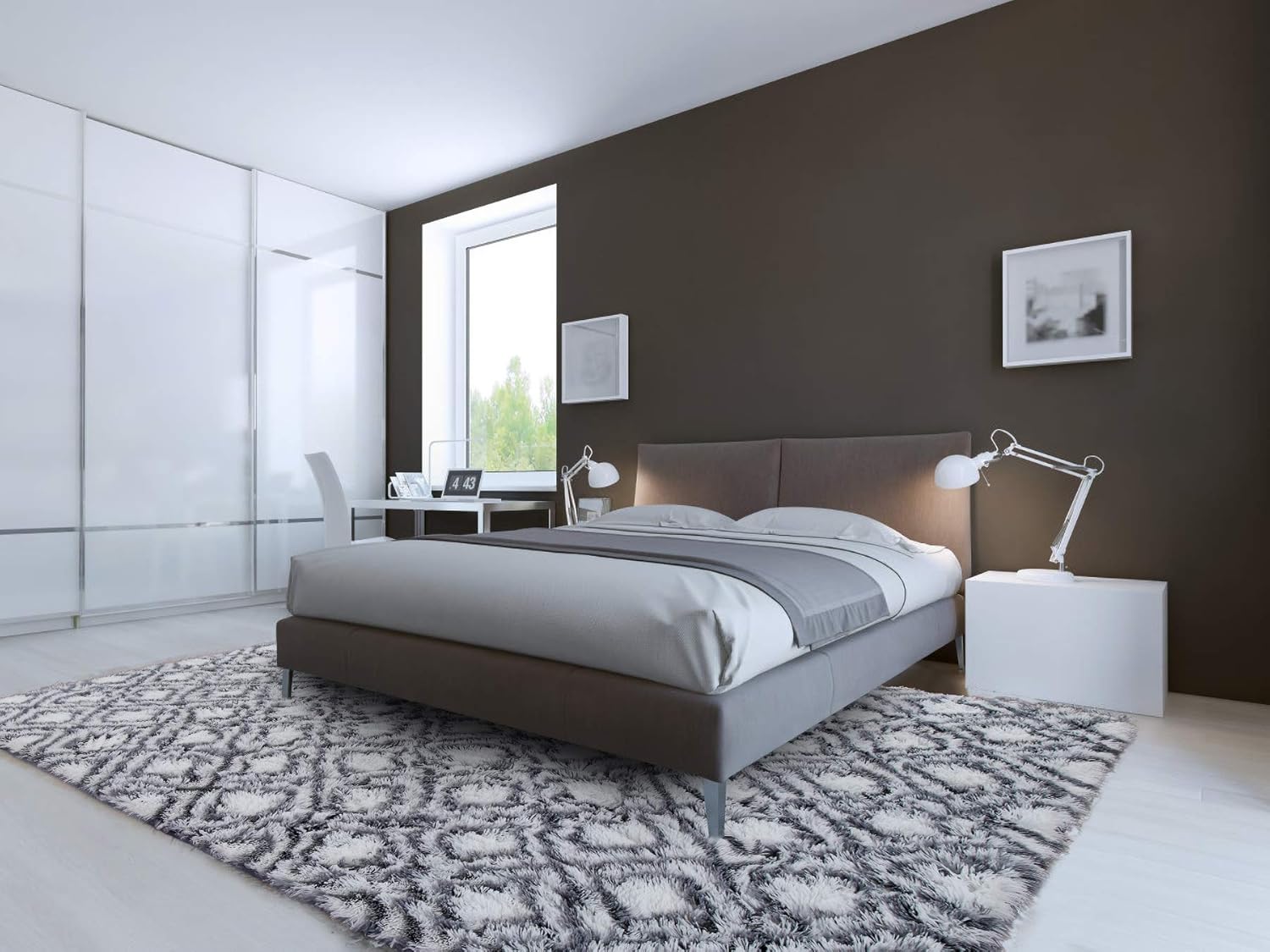 Geometric Moroccan Rugs For Bedroom Living Room Girls Kids Extra Soft And Comfy Carpet 5x8 Feet Beige White Hs5 Lochas Luxury Velvet Shag Area Rug Mordern Indoor Plush Fluffy Rugs Rugs