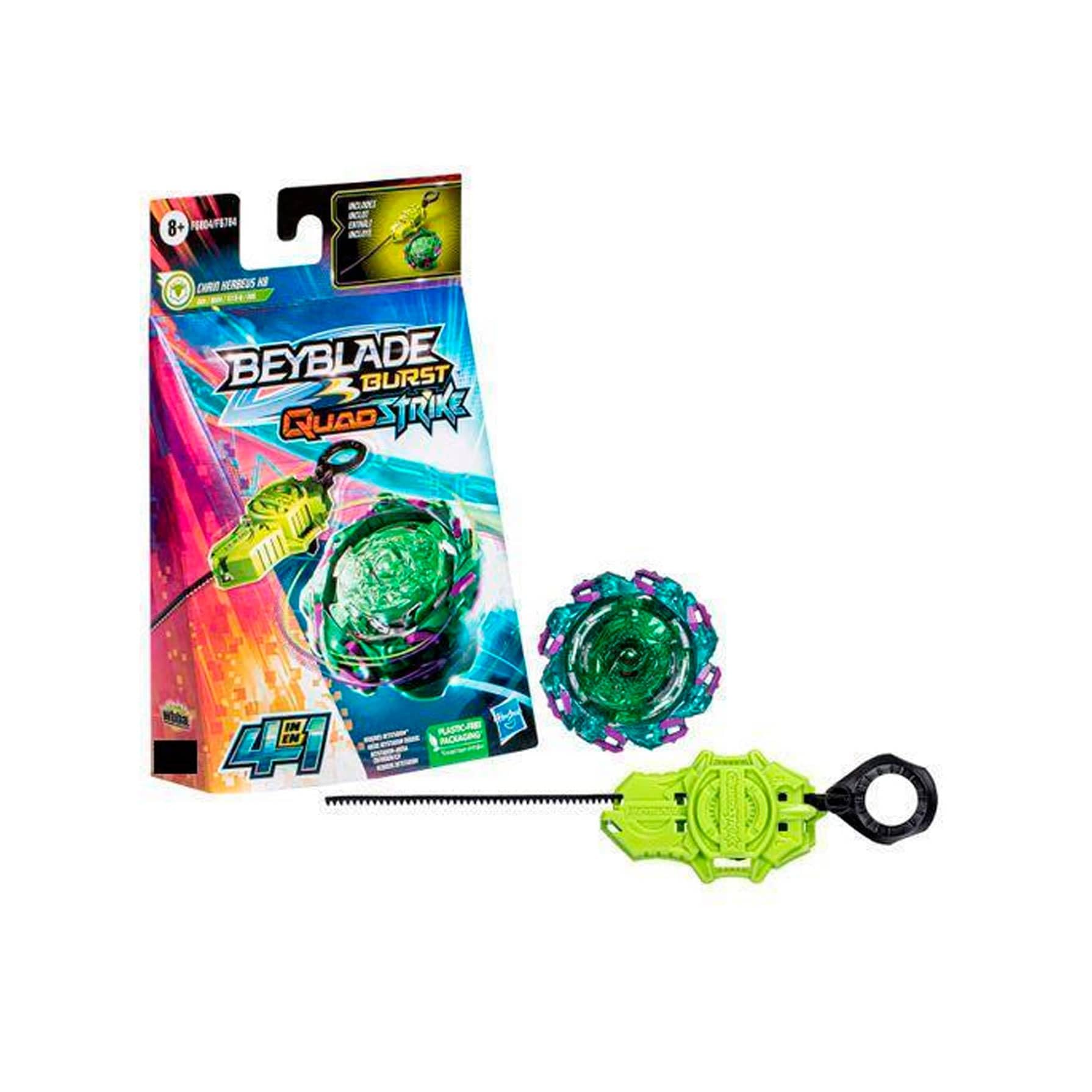 Hasbro Beyblade Burst QuadStrike Chain Kerbeus K8 Starter Pack, Battle Spinning Top with Starter, Toy Set