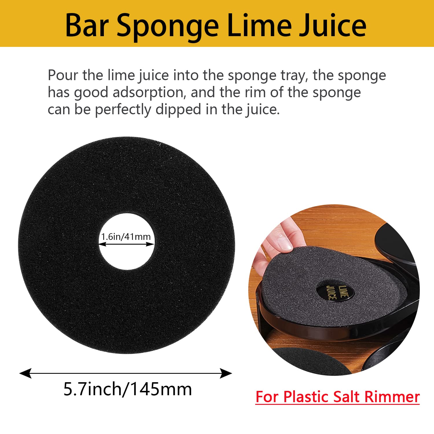 TonJin 2Pcs Bar Salt Rimmer Sponges Black Replacement Sponge for Glass Rimmer, Margarita Salter, Lime Juice