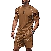 congluoki Men's Outfits 2 Piece Summer Tracksuits Mens Casual Sports Shirt and Shorts Set Jogging Tracksuit with Pockets