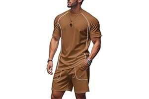 congluoki Men's Outfits 2 Piece Summer Tracksuits Mens Casual Sports Shirt and Shorts Set Jogging Tracksuit with Pockets