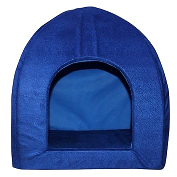 Jainsons Dog/Cat Foldable/Detachable House and Pet Cave Bed-Medium (Red and Blue)